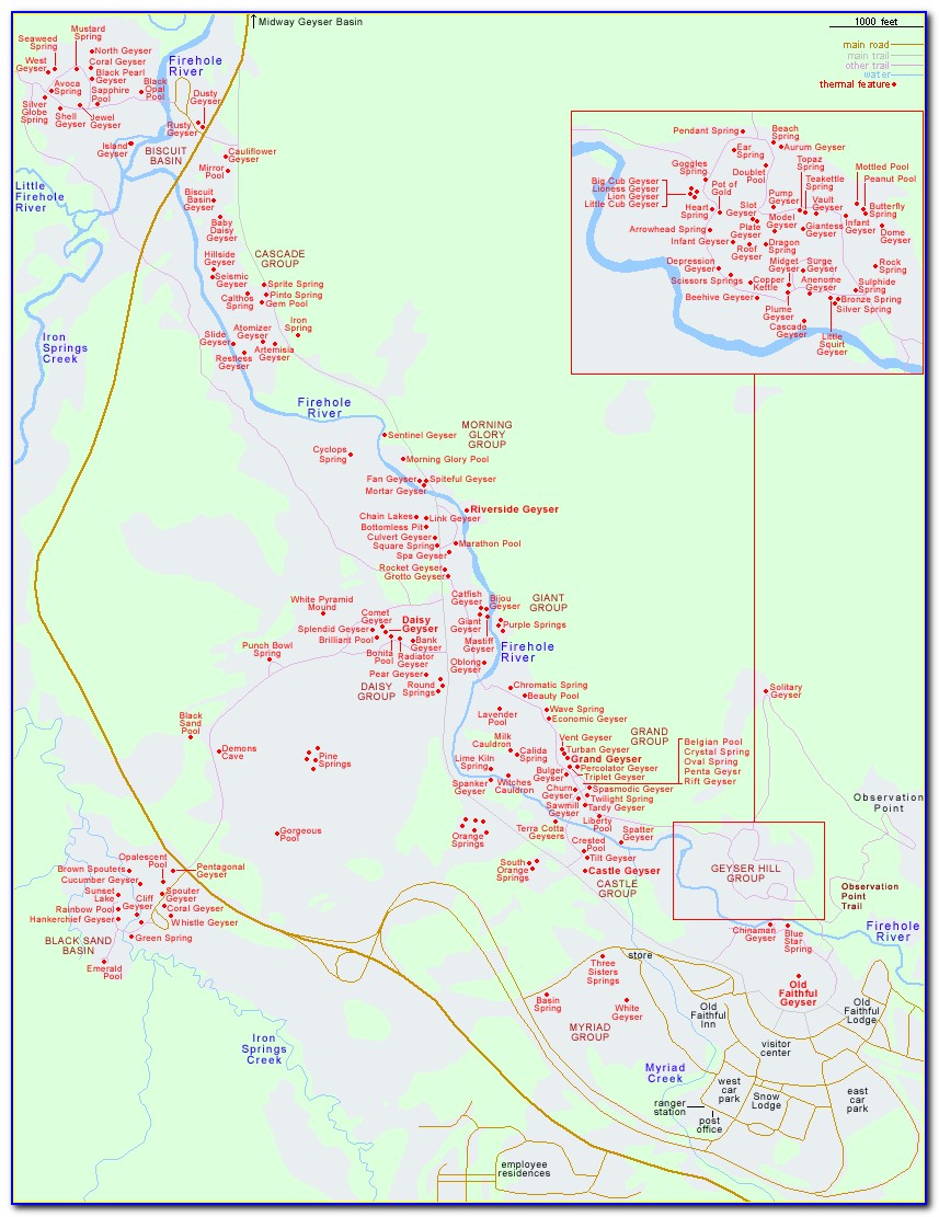Riverside Geyser Yellowstone Map