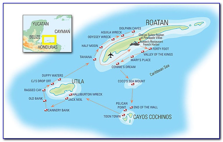 Roatan Bay Islands Honduras Map