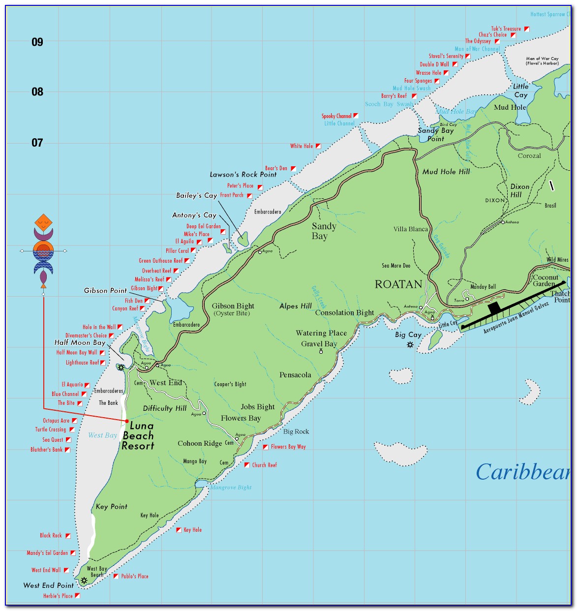 Roatan Honduras Map Island