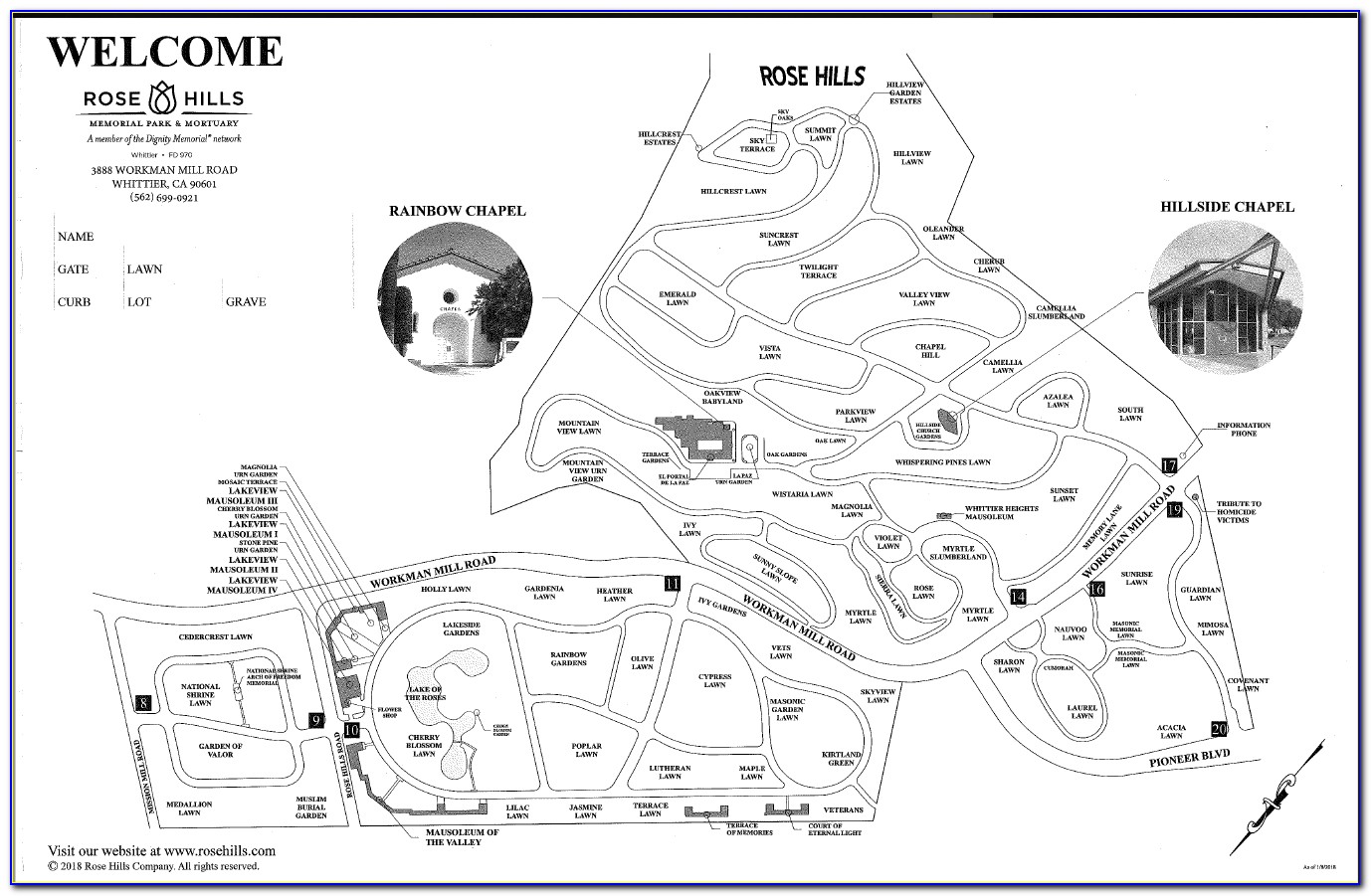 Rosehill Memorial Park Map