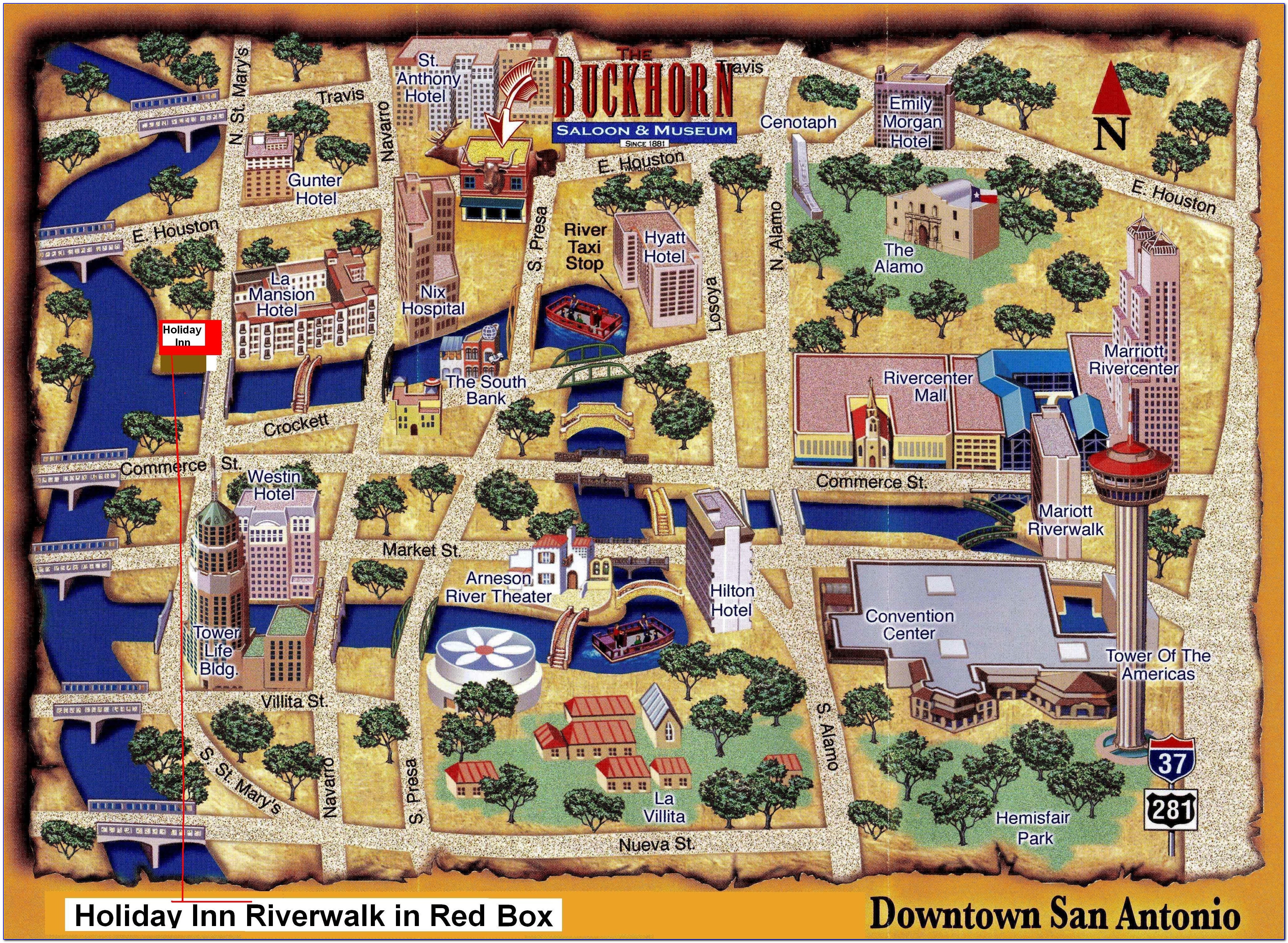 San Antonio Riverwalk Dining Map