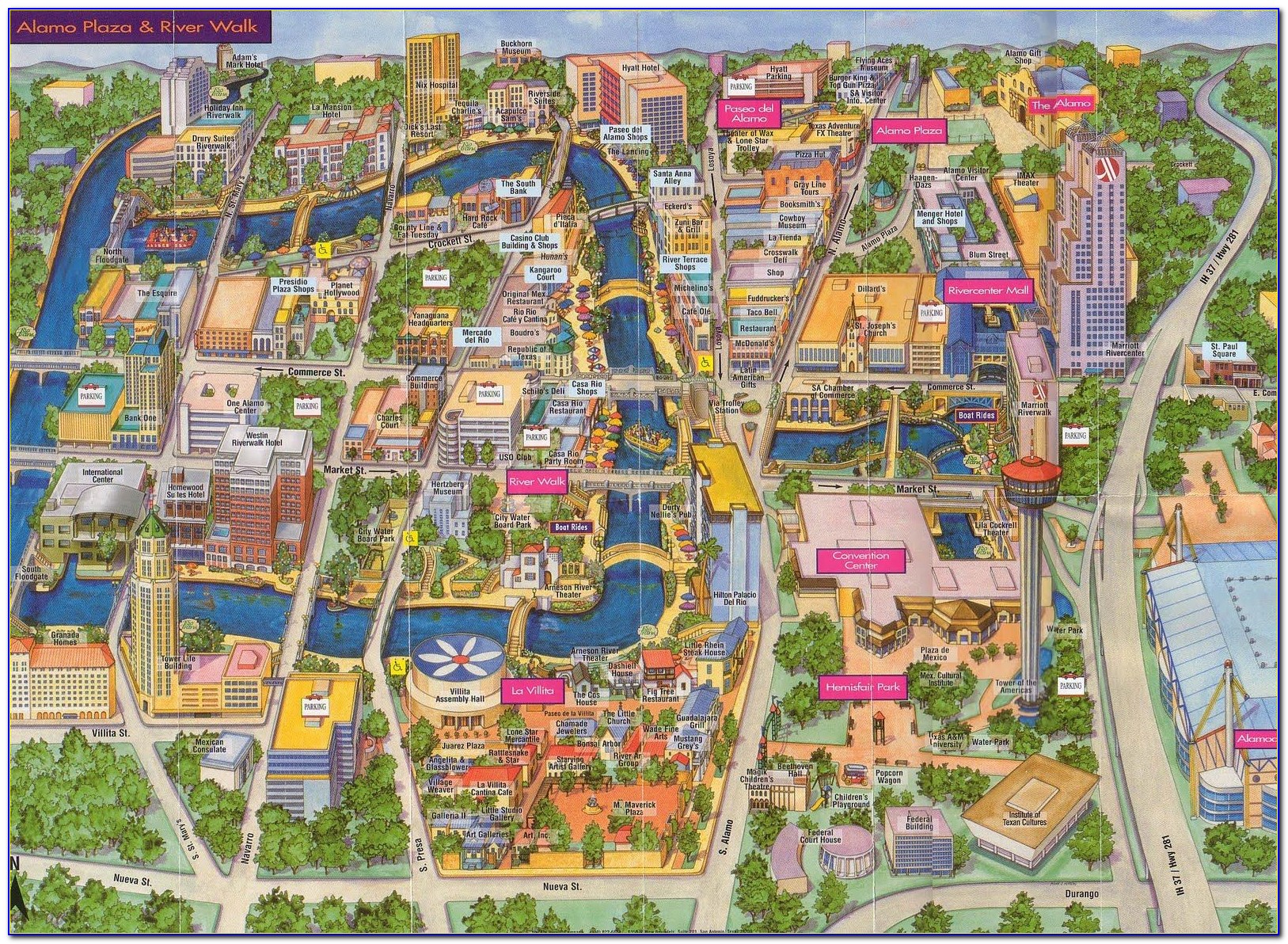 San Antonio Riverwalk Hotels Map