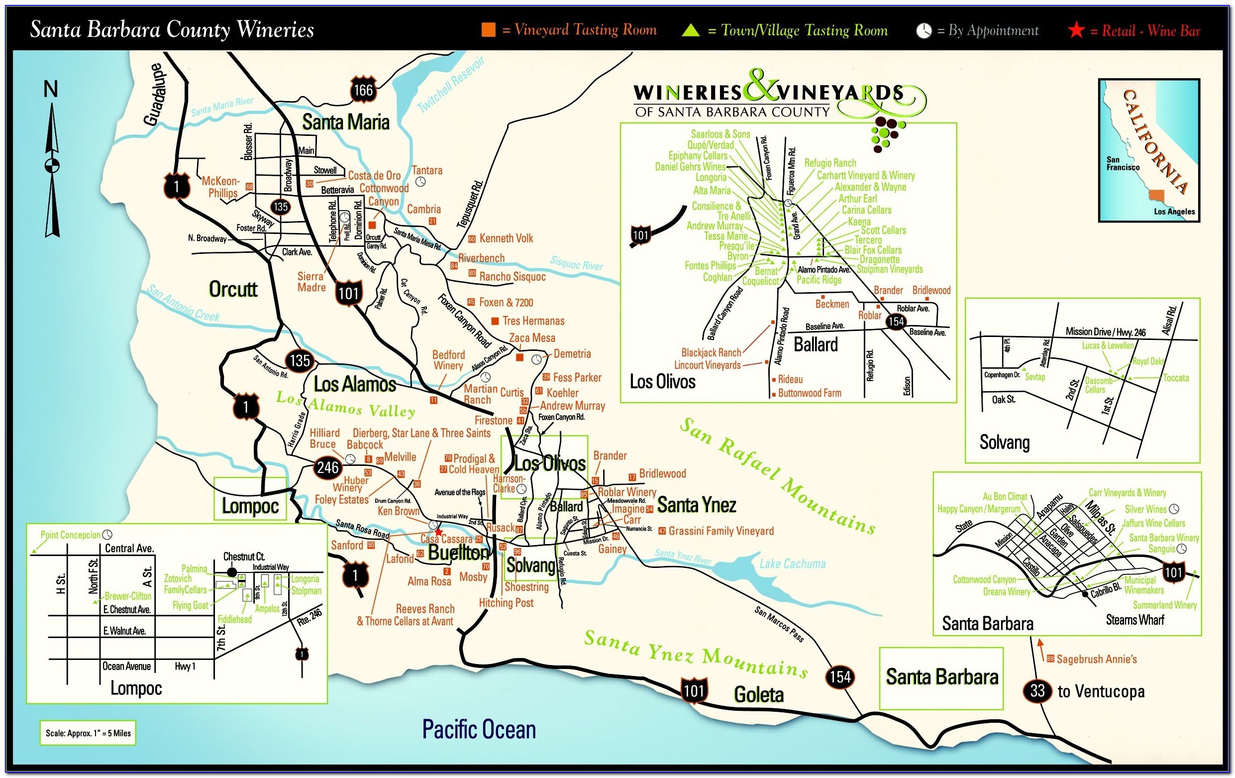 Santa Barbara County Vineyards Map