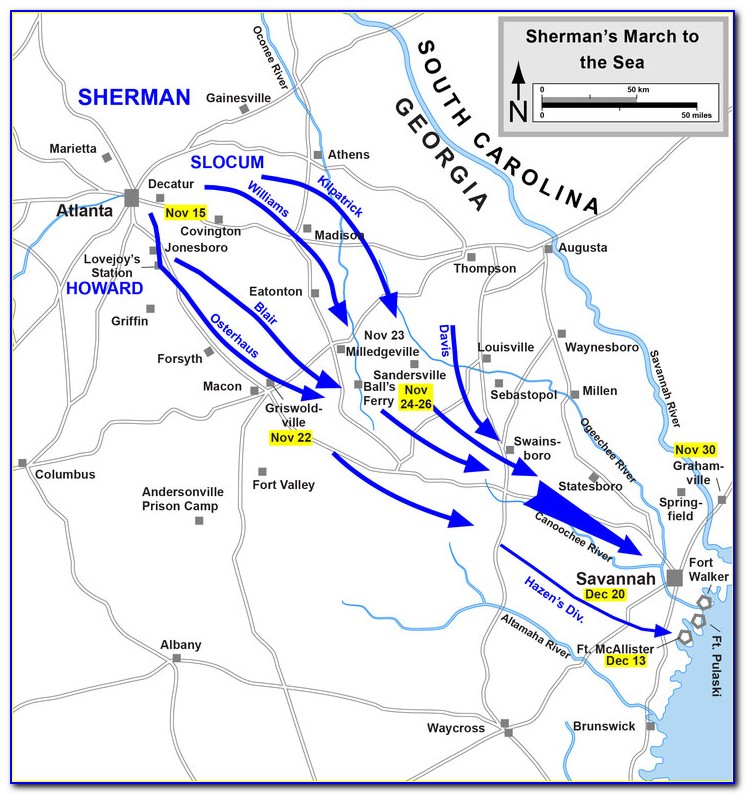 Sherman's March To The Sea Map