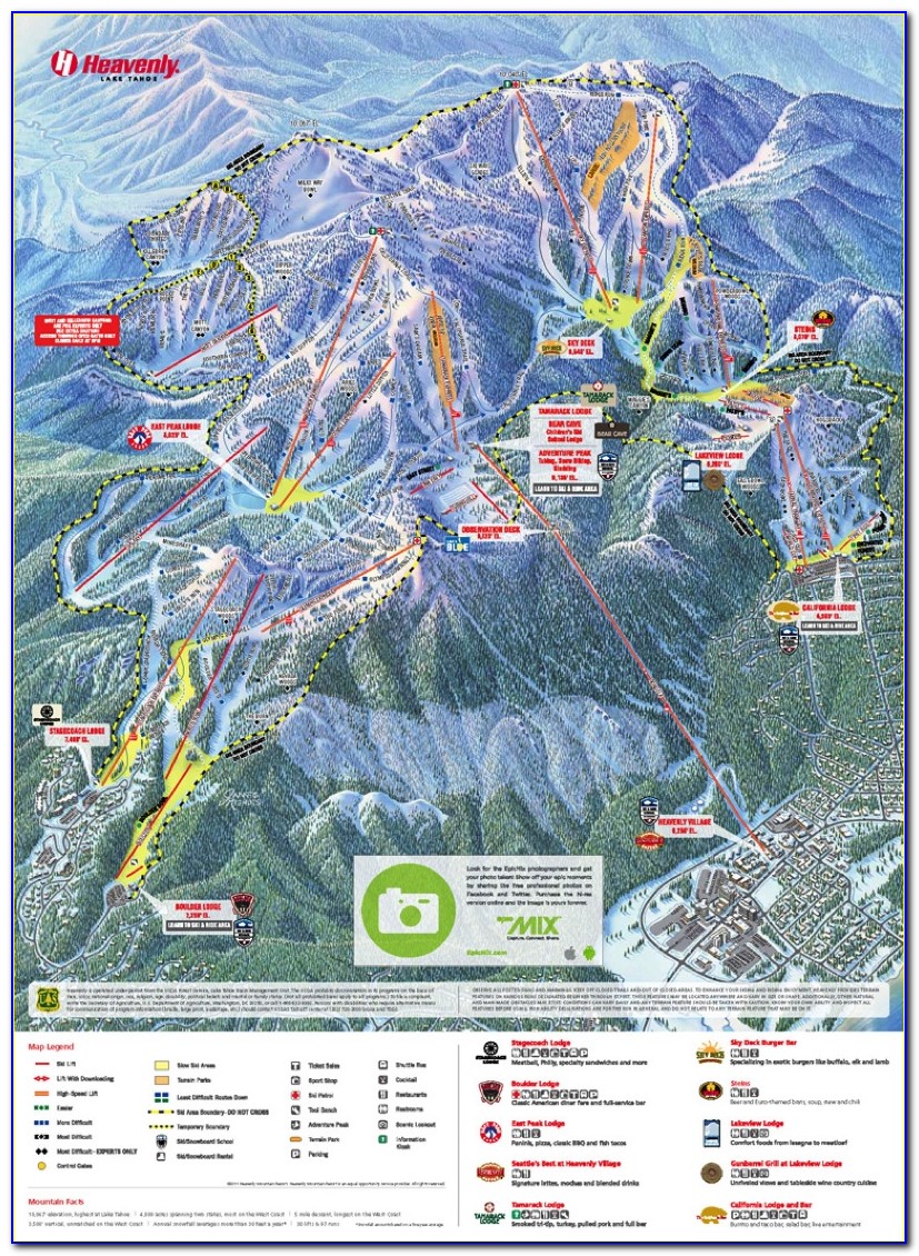 Ski Resorts Around Lake Tahoe Map