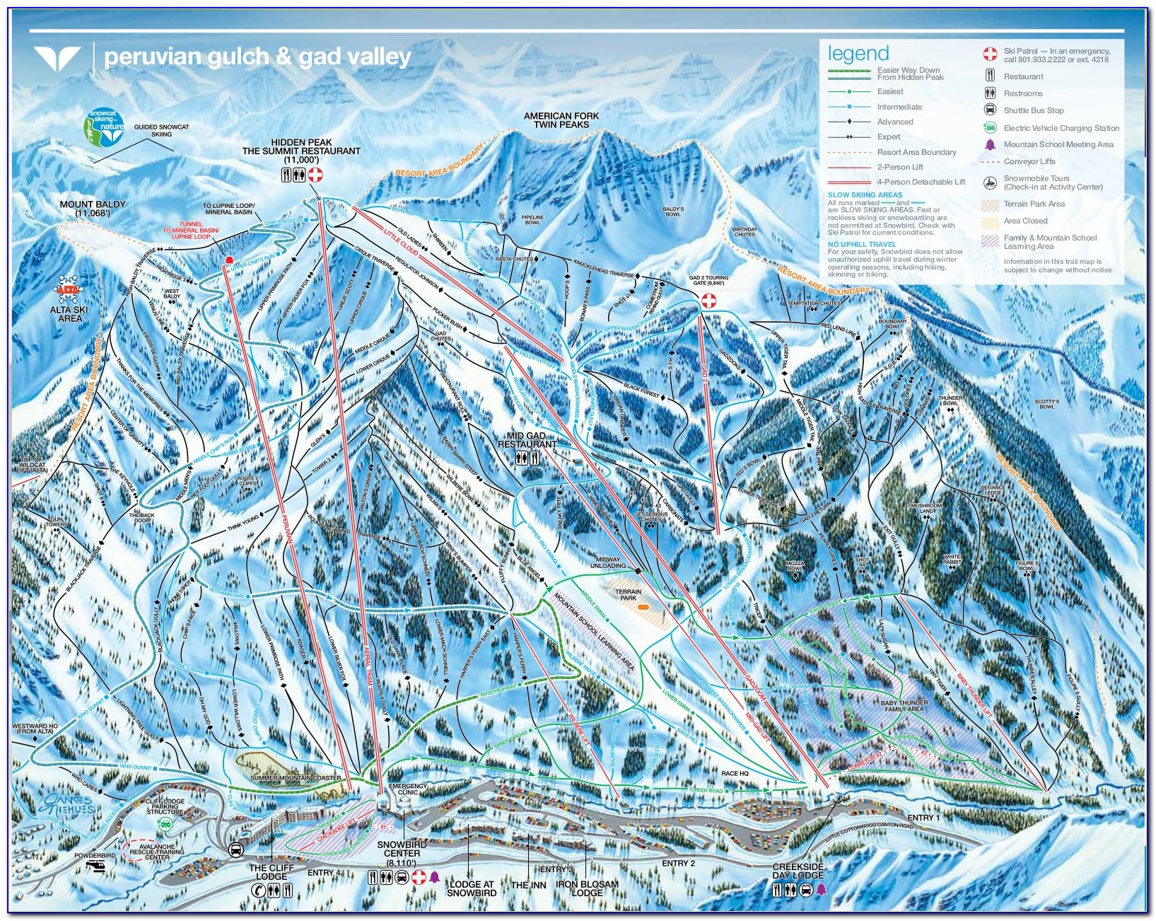 Snowbird Night Skiing Map