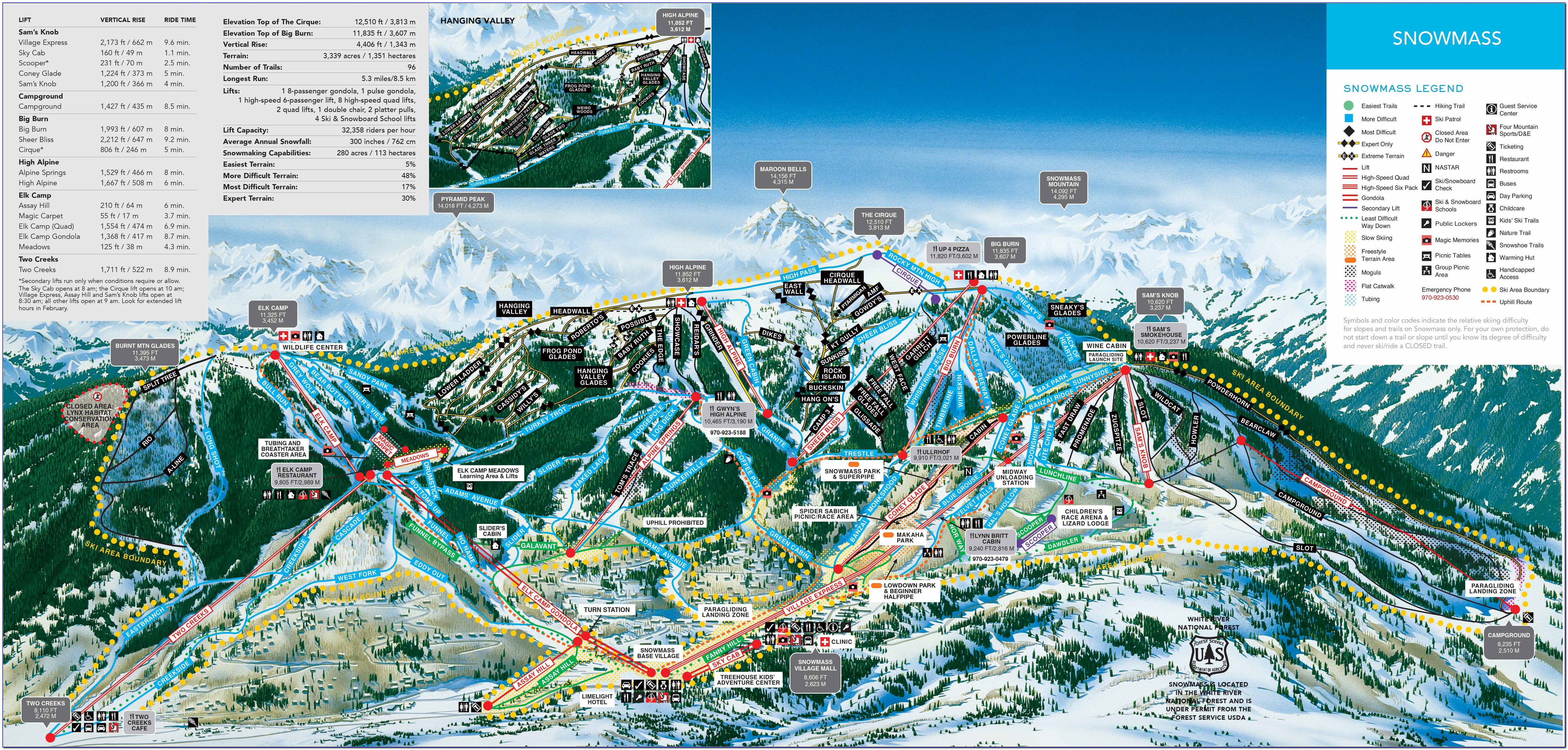 Snowmass Trail Map Art