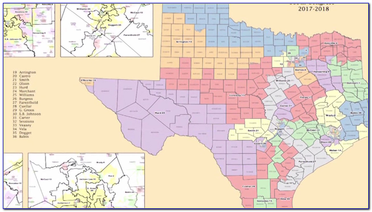 Texas State Congressional Districts Map 2018