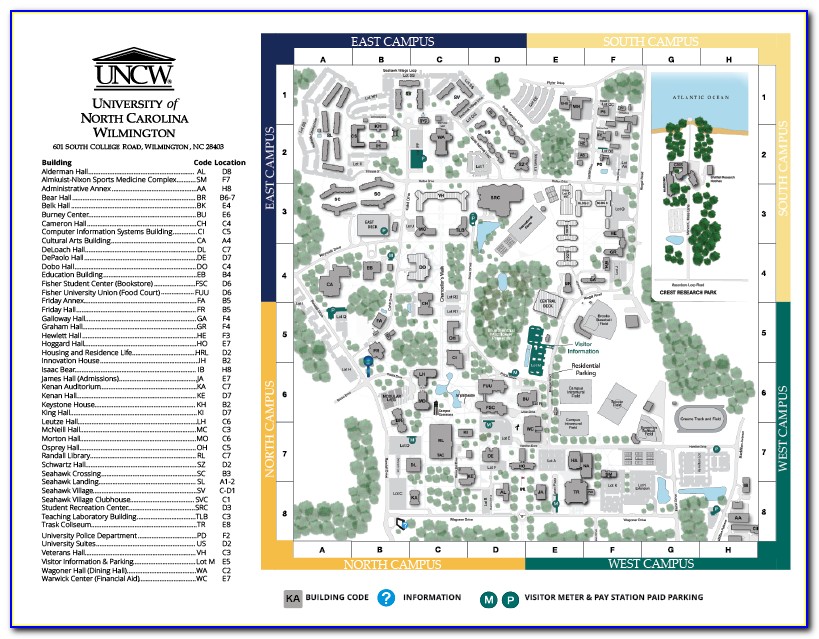 Uncw Campus Map Printable