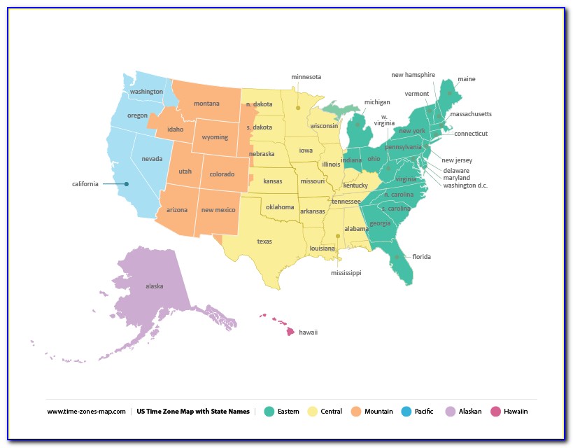 Us Area Code And Time Zone Map Printable