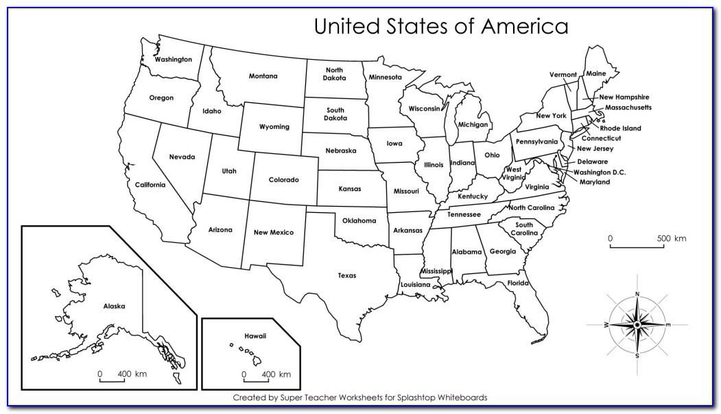 Us Map Coloring Page With State Names