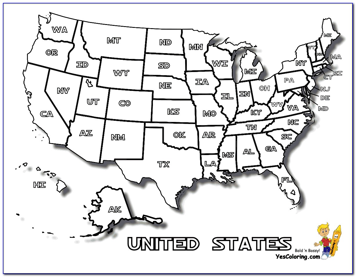 Us State Map Coloring Page