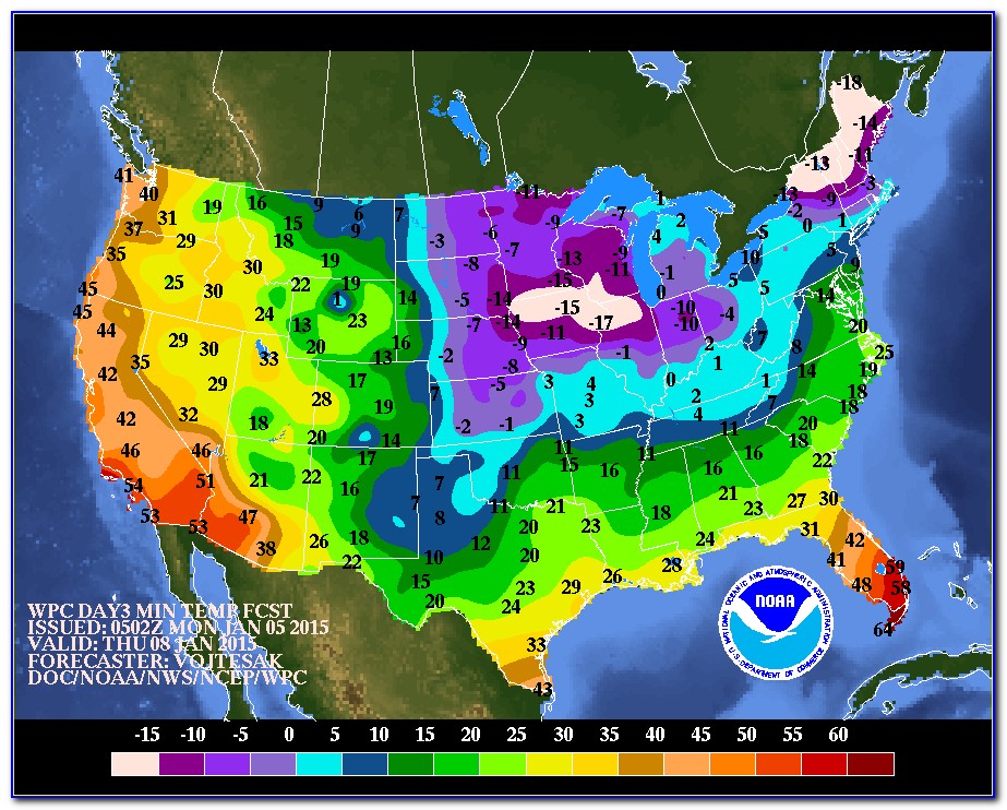 Us Temperature Map Forecast Today
