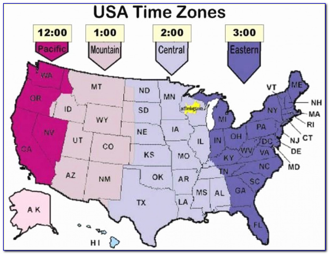 Us Time Zone Map Printable Black And White