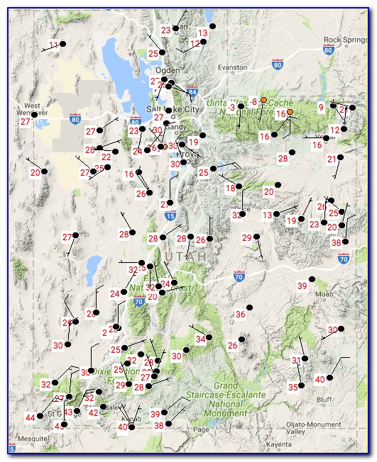 Utah Weather Road Map