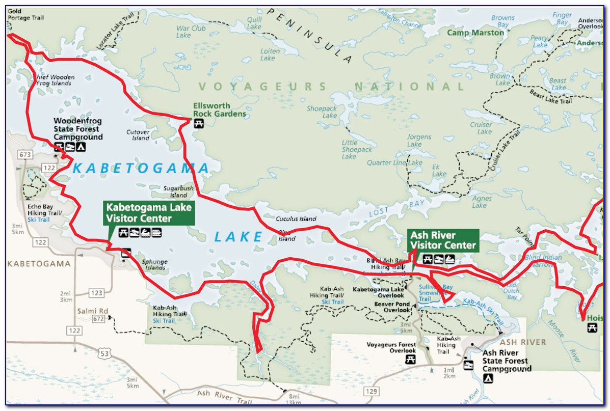 Voyageurs National Park Houseboat Sites Map