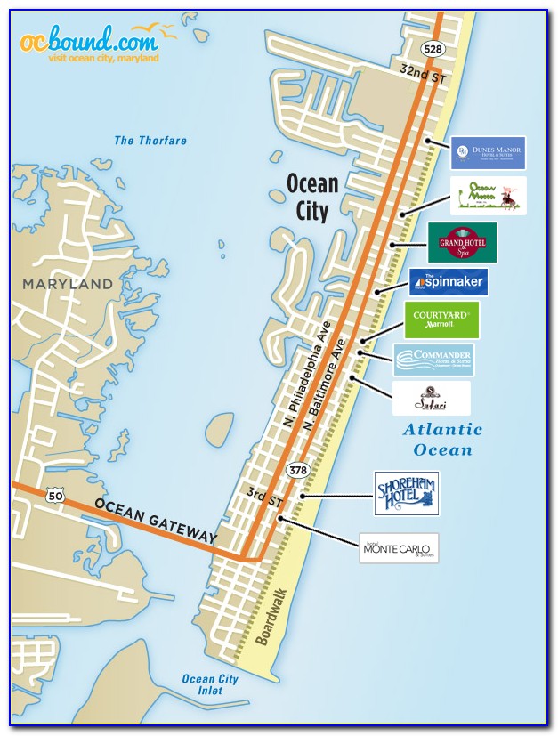 Walking Map Of Ocean City Md Boardwalk