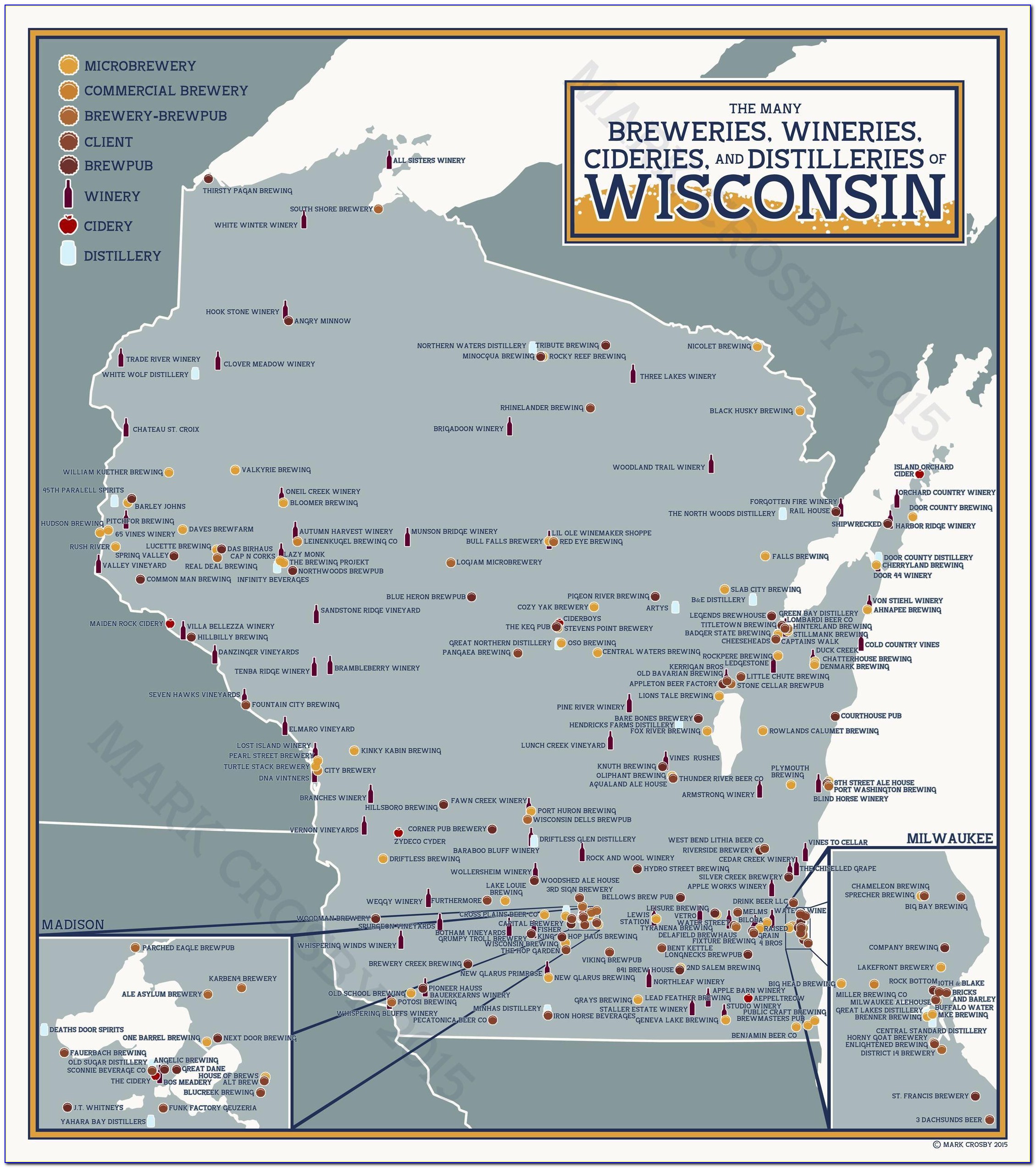 Wisconsin Craft Breweries Map