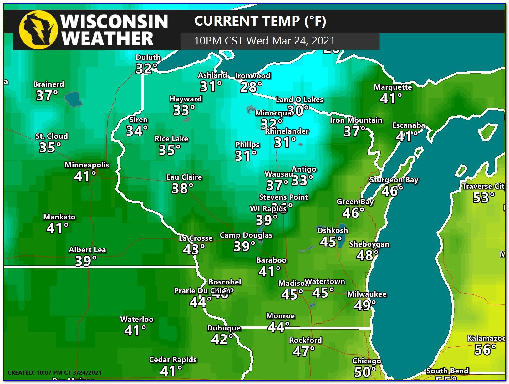 Wisconsin Dells Weather Map