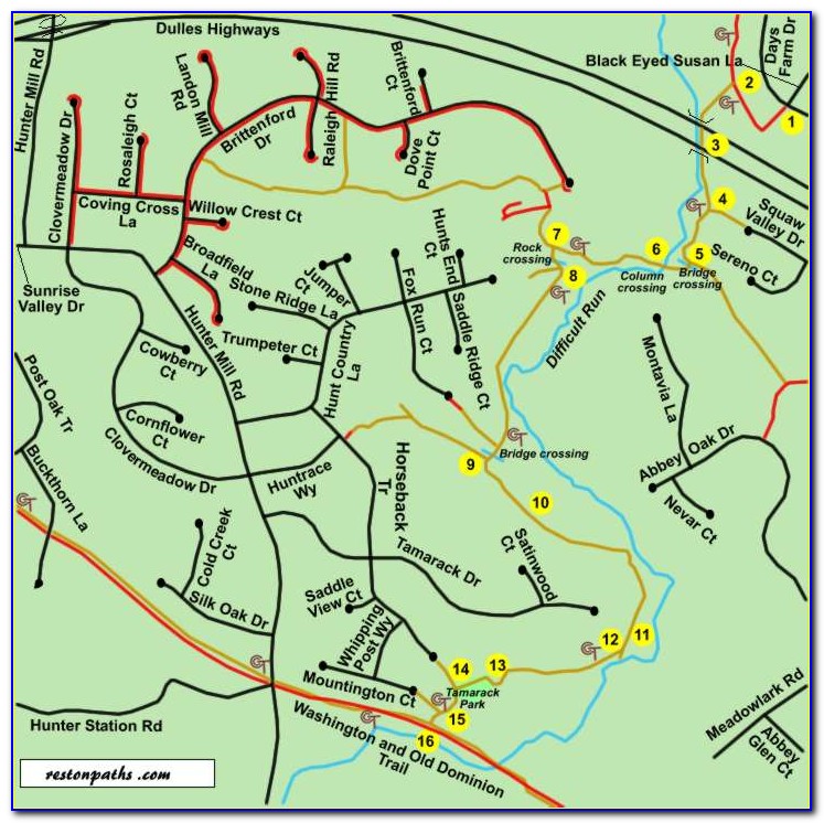 W&od Trail Map With Mile Markers
