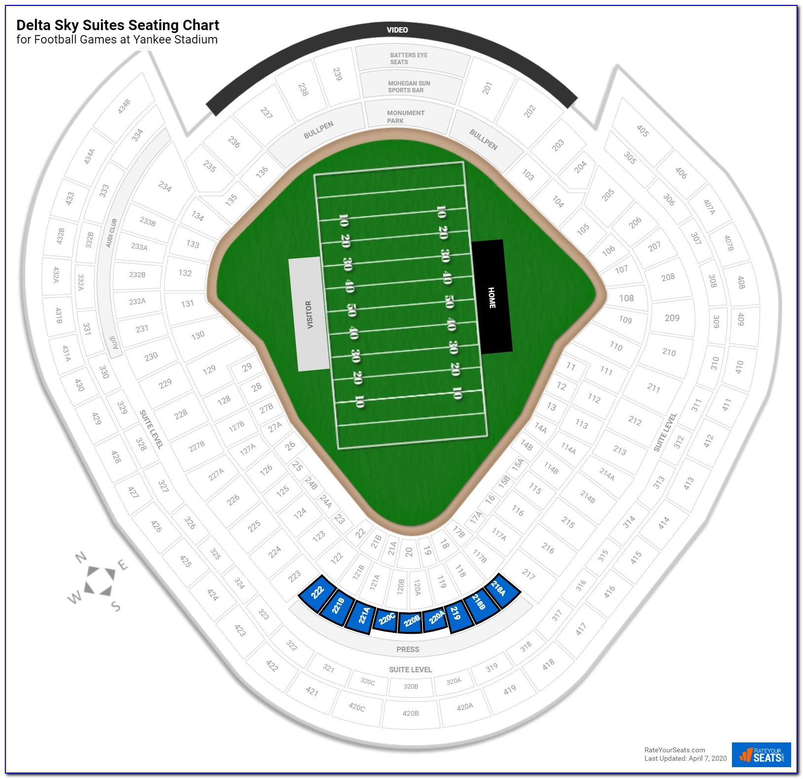 Yankee Stadium Seating Chart Football