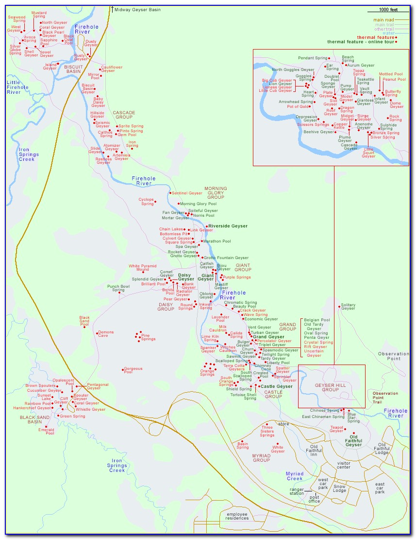 Yellowstone Geyser Map