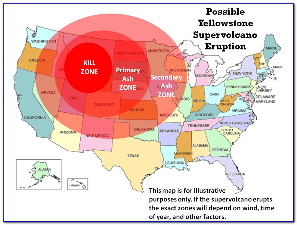 Yellowstone Supervolcano Eruption Ash Map