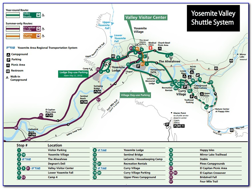 Yosemite Valley Shuttle Route Map