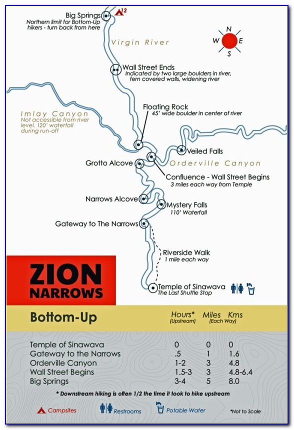 Zion Canyon Narrows Map