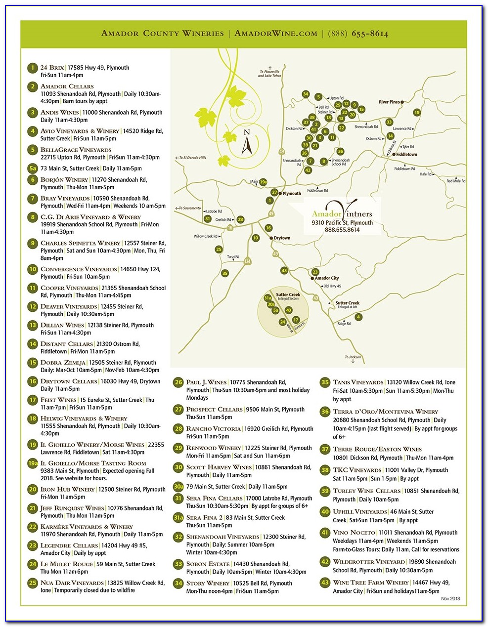 Amador Vineyards Map