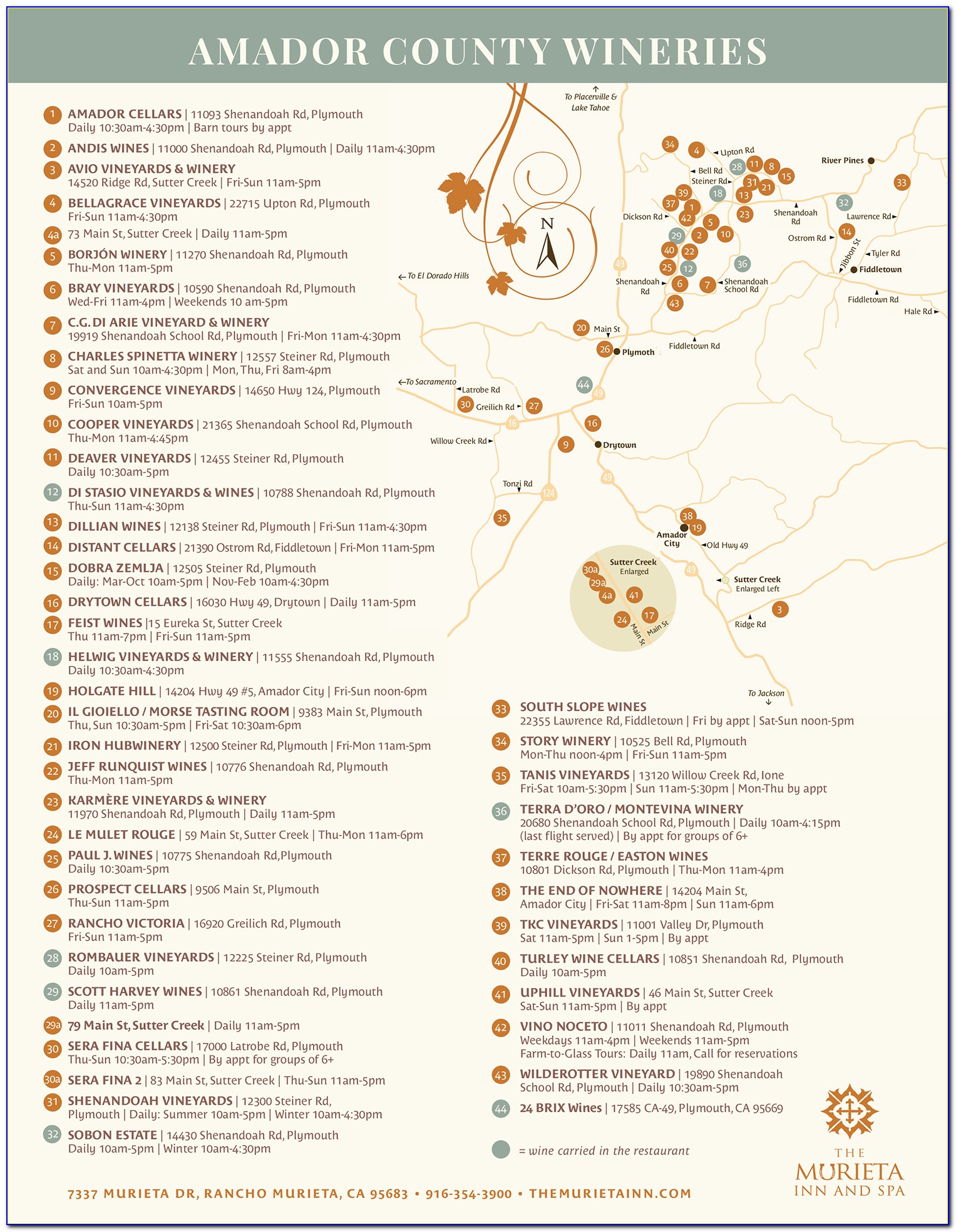 Amador Wine Tasting Map