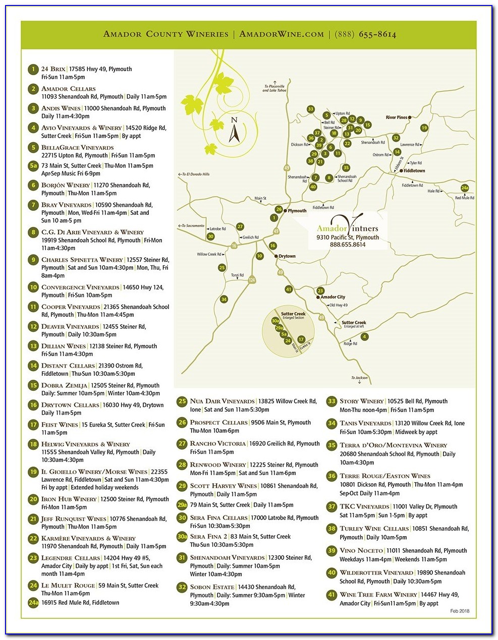 Amador Wineries Map