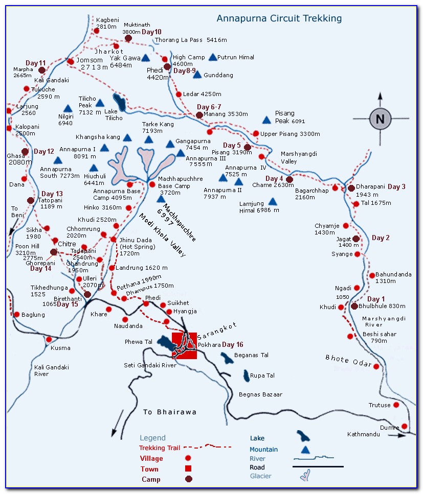 Annapurna Circuit Map Distance