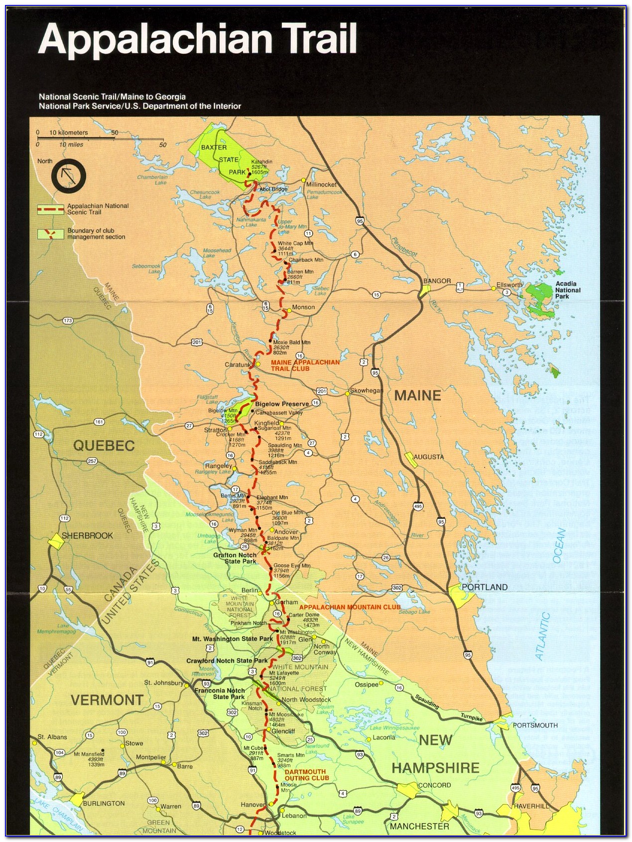 Appalachian Trail Map Vermont Section