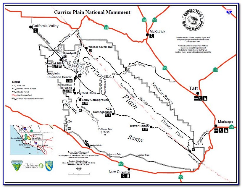 Carrizo Plain Dispersed Camping Map