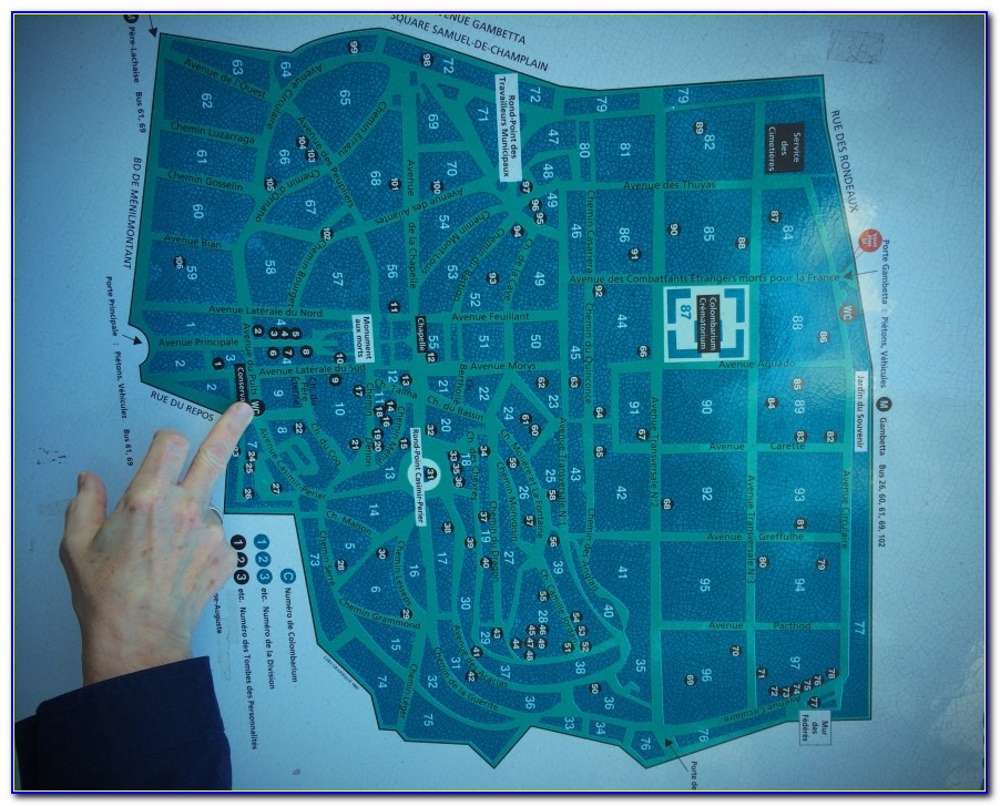 Cementerio Pere Lachaise Mapa