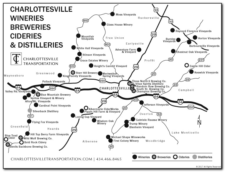 Charlottesville Va Wineries Map