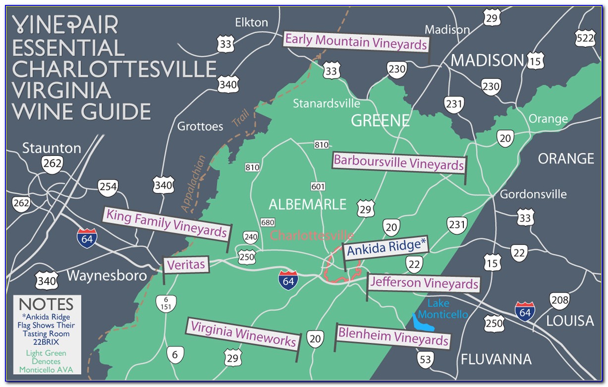 Charlottesville Wineries Map
