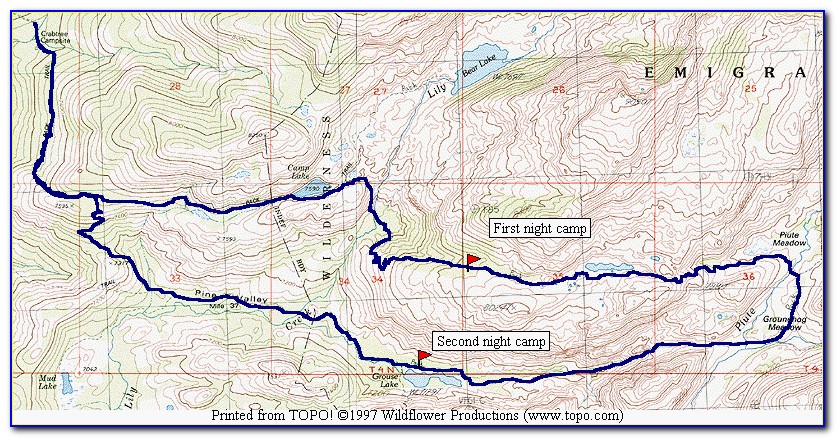 Crabtree Trailhead Emigrant Wilderness Map
