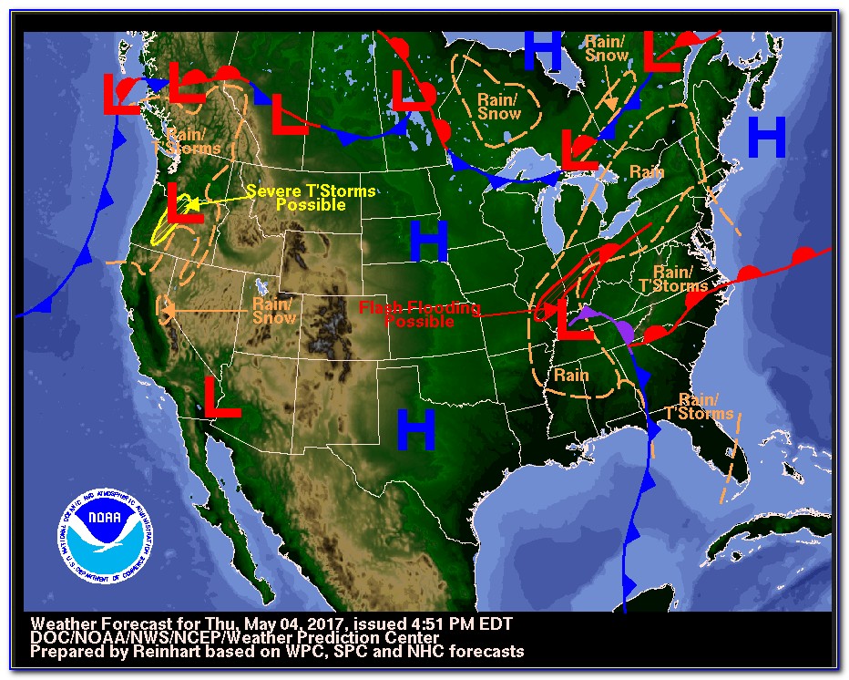 Current Weather Map Usa With Fronts