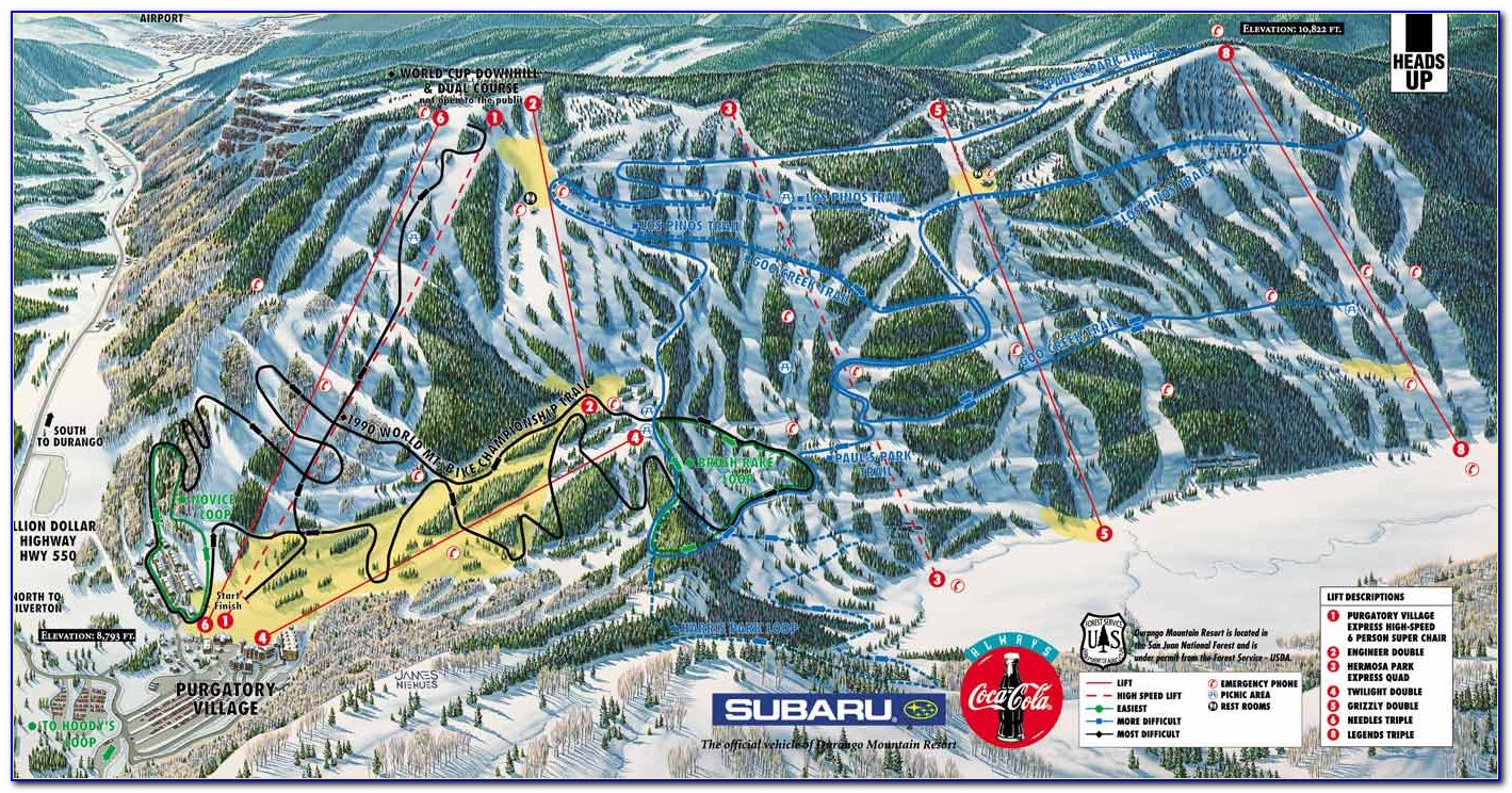 Durango Ski Map