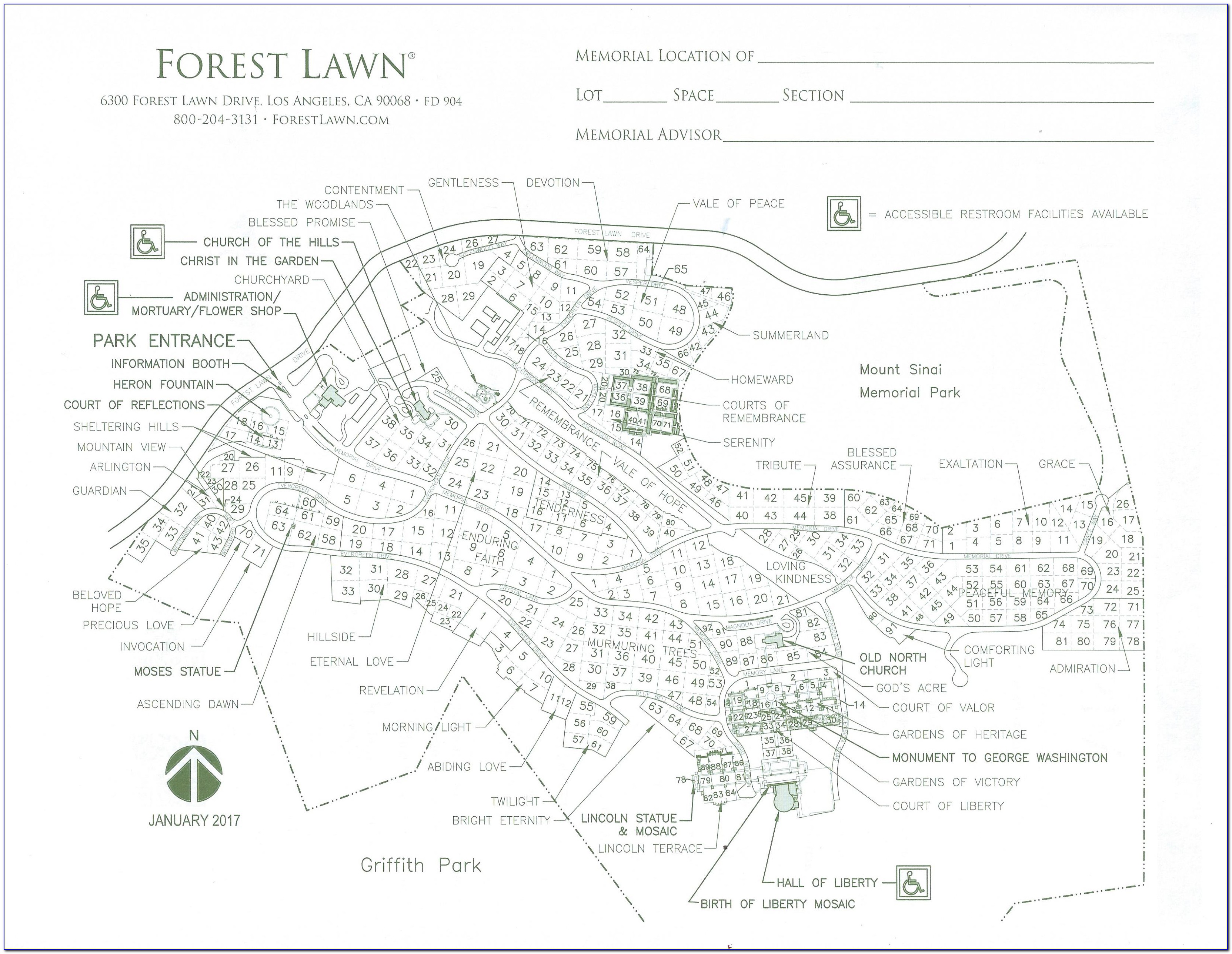 Forest Lawn Hollywood Hills Grave Map