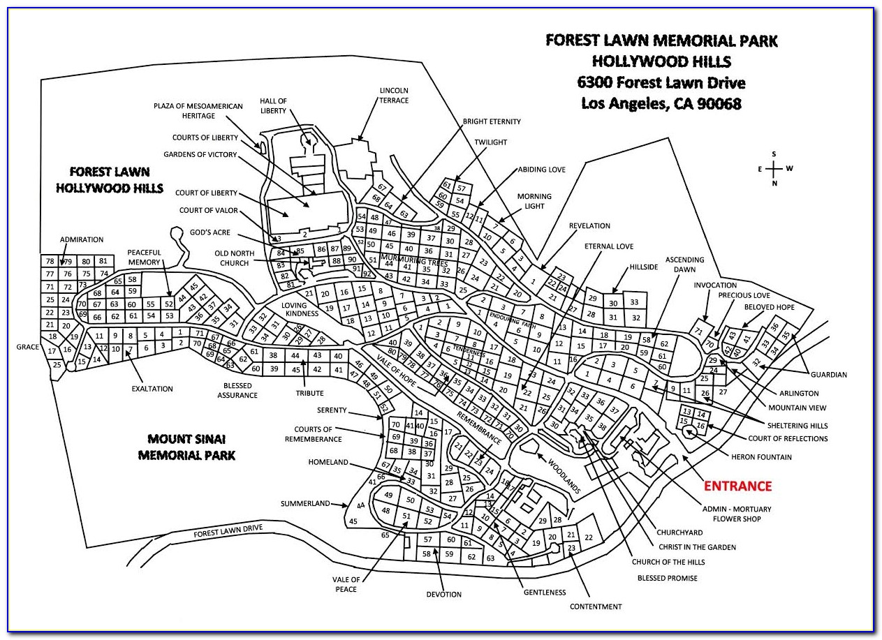Forest Lawn Hollywood Hills Map Of Stars Graves
