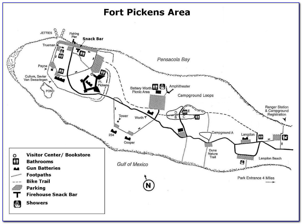 Fort Pickens Campground Site Map
