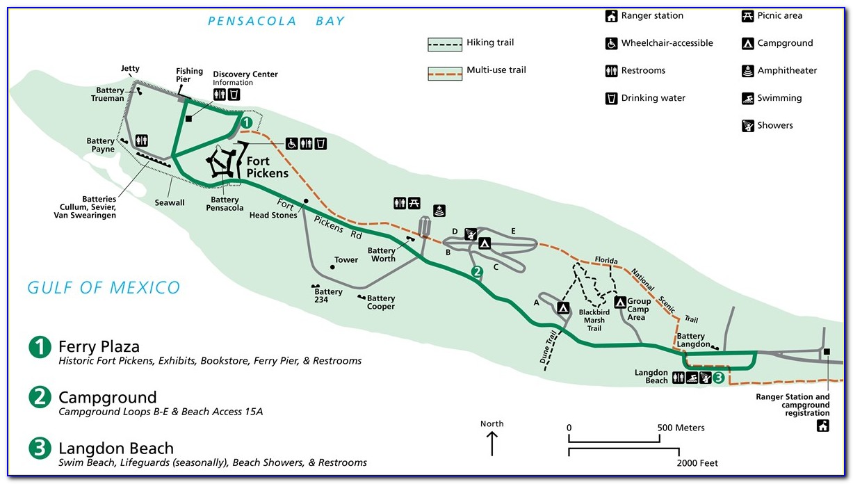 Fort Pickens Florida Campground Map