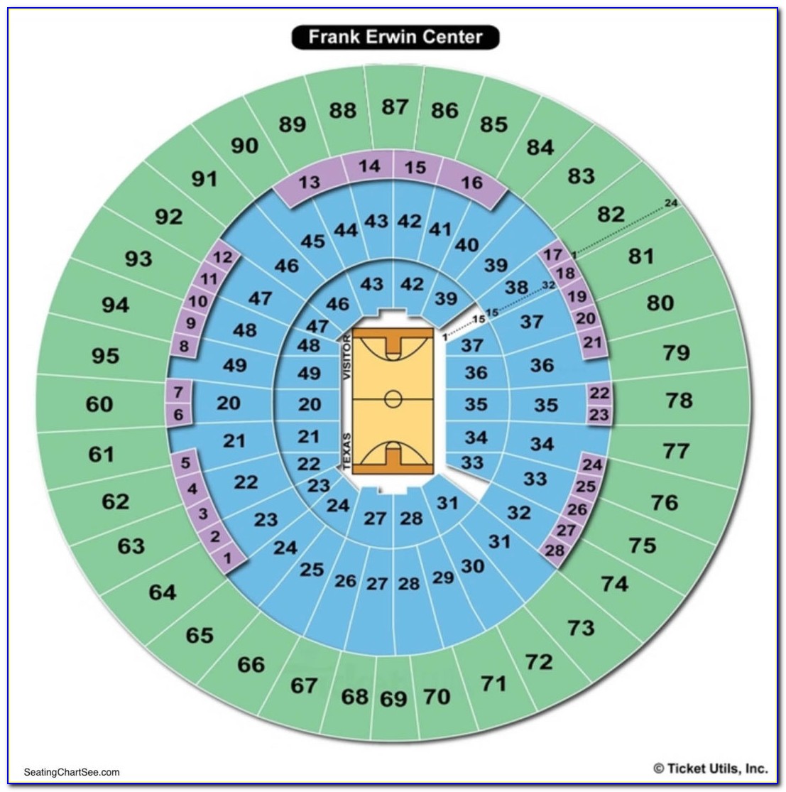 Frank Erwin Center Map Seating