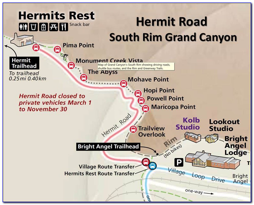 Grand Canyon South Rim Viewpoints Map