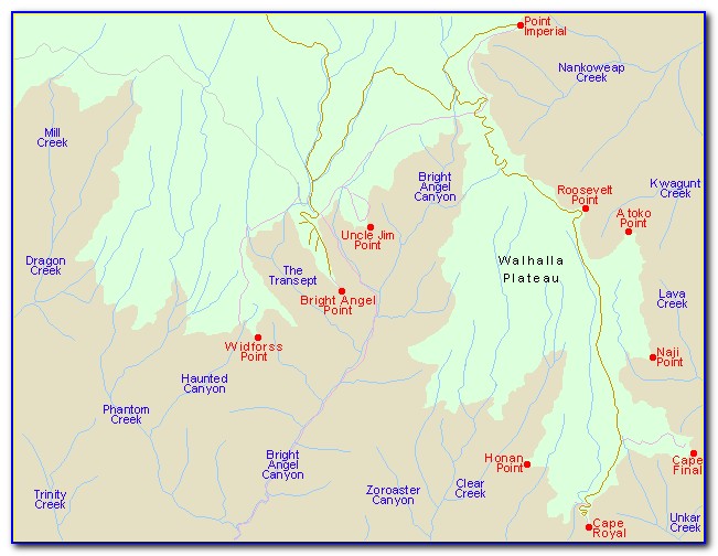 Grand Canyon West Rim Viewpoints Map