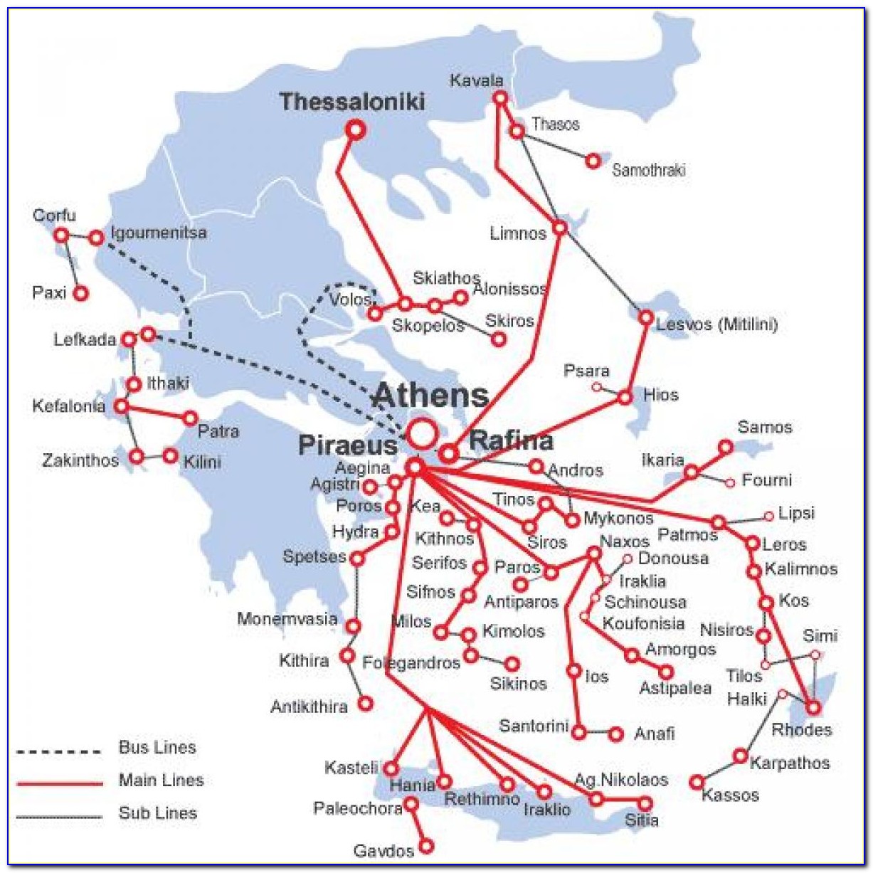 Greek Ferry Map Cyclades