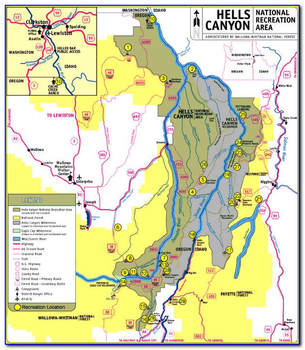 Hells Canyon Map Idaho